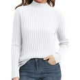 thumbnail image 1 of Women's Ribbed Knit Turtleneck Sweater 2025, Fall Winter Slim Fit Long Sleeve Pullover Top, Stretchy Comfortable Basic Layering Piece for Daily Wear, Office, Dating and Vacation Outfits White XXL, 1 of 5