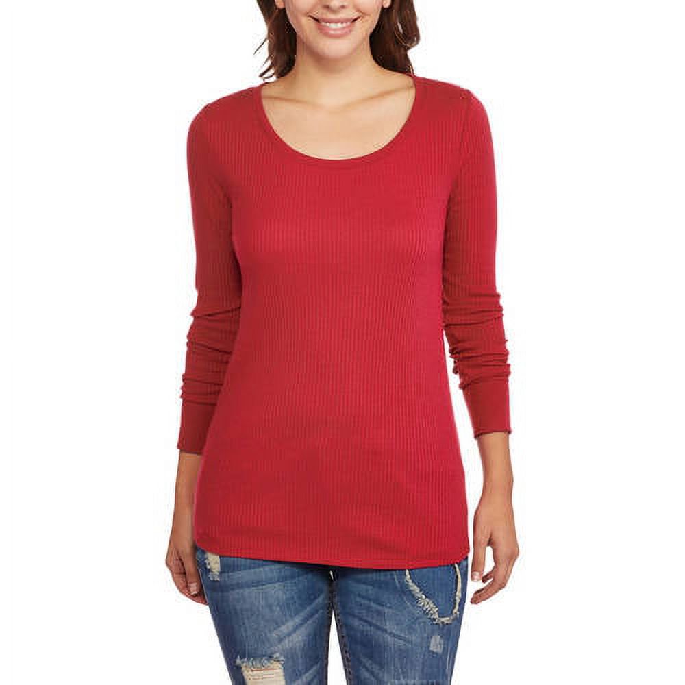Women's Ribbed Long Sleeve Scoopneck TShirt