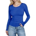 thumbnail image 1 of Women's Ribbed Long Sleeve Tops Scoop Neck Slim Fit Shirts Cotton Casual Fall Going Out Basic Tee, 1 of 6