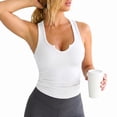 thumbnail image 1 of Women's Ribbed Racerback Tank Tops, Soft Stretchy Sleeveless Scoop Neck Notch Cropped Tops for Yoga Workout Daily Wear, 1 of 6