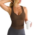 thumbnail image 1 of Women's Ribbed Racerback Tank Tops, Soft Stretchy Sleeveless Scoop Neck Notch Cropped Tops for Yoga Workout Daily Wear, 1 of 6