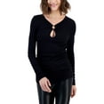 thumbnail image 1 of Women's Ribbed Ring-Keyhole Top Deep Black M, 1 of 1