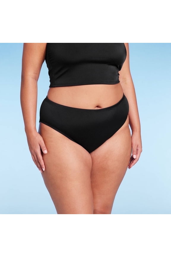 Womens Cheeky Bikini Bottom Black, Size X