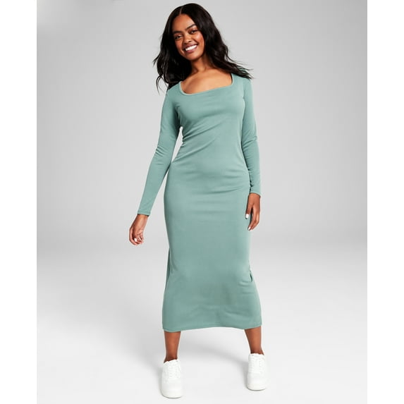 Women's Ribbed Scoop-Neck Knit Maxi Dress Meadowland S