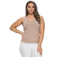 thumbnail image 1 of Women’s Ribbed Scoop Neck Tank, Light Mocha, XL, 1 of 5
