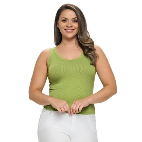 Women’s Ribbed Scoop Neck Tank, Light Olive, XL