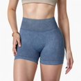 thumbnail image 1 of Women's Ribbed Seamless Biker Shorts with Stretch Fabric and Smooth Fit - Large, Blue, 1 of 7