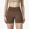 thumbnail image 1 of Women's Ribbed Seamless Biker Shorts with Stretch Fabric and Smooth Fit - Large, Brown, 1 of 7