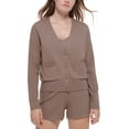 thumbnail image 1 of Women's Ribbed-Sleeve Button-Front Cardigan Hazelwood Heather XL, 1 of 1
