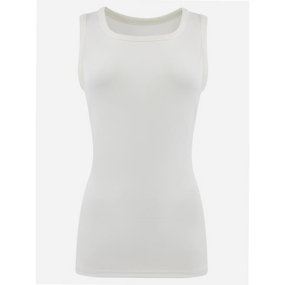 Women's Ribbed Sleeveless Crew Neck Summer Top Casual Basic Strap Tank Top