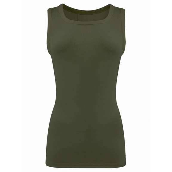 Women's Ribbed Sleeveless Crew Neck Summer Top Casual Basic Strap Tank Top