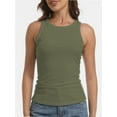 thumbnail image 1 of Women's Ribbed Sleeveless Crew Neck Summer Top Casual Basic Strap Tank Top, 1 of 4
