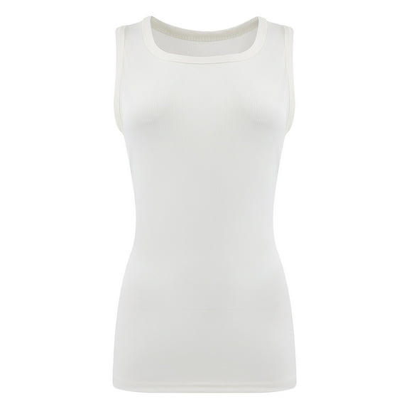 Women's Ribbed Sleeveless Crew Neck Summer Top Casual Basic Strap Tank Top