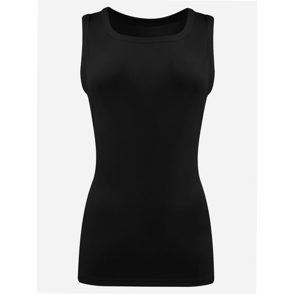 Women's Ribbed Sleeveless Crew Neck Summer Top Casual Basic Strap Tank Top