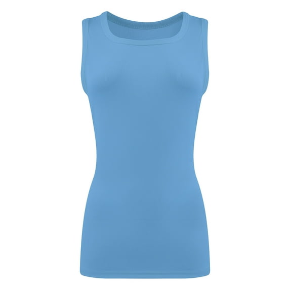 Women's Ribbed Sleeveless Crew Neck Summer Top Casual Basic Strap Tank Top