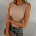 thumbnail image 1 of Women's Ribbed Sleeveless Tank Top, Slimming Knit Pullover Sweater, Solid Color Round Neck Base Layer, Versatile Casual Top, Everyday Basic Rose Gold A, 1 of 5