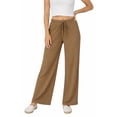 thumbnail image 1 of Women's Ribbed Straight Leg Drawstring Lounge Pants Soft Casual Relaxed Fit, 1 of 7