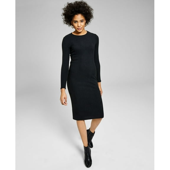 Women's Ribbed Sweater Dress Black S