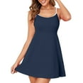 thumbnail image 1 of Women’s Ribbed Swimsuits Swim Dress Adjustable Straps Bathing Suit With Pockets, 1 of 2