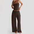 thumbnail image 1 of Women's Ribbed Tank Top and Oversized Wide Leg Pants Set, Soft Casual Loungewear Two Piece Outfit with Drawstring Waist, Relaxed Lazy Style Home Wear Suit for Daily Lounge and Casual Wear Khaki, 1 of 7