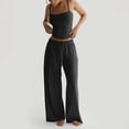 thumbnail image 1 of Women's Ribbed Tank Top and Oversized Wide Leg Pants Set, Soft Casual Loungewear Two Piece Outfit with Drawstring Waist, Relaxed Lazy Style Home Wear Suit for Daily Lounge and Casual Wear Black, 1 of 7
