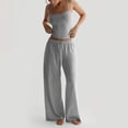 thumbnail image 1 of Women's Ribbed Tank Top and Oversized Wide Leg Pants Set, Soft Casual Loungewear Two Piece Outfit with Drawstring Waist, Relaxed Lazy Style Home Wear Suit for Daily Lounge and Casual Wear Light Ashy, 1 of 7