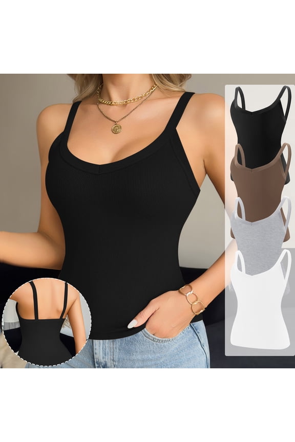Women's Ribbed Tank Top Sleeveless Slim-Fit V-Neck Cami Breathable Basic Undershirt for Casual & Formal Wear,XL,Gray