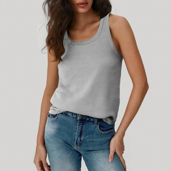 Women's Ribbed Tank Top Sleeveless Stretch Slim Fit - Breathable Summer Workout Top for Yoga Casual Layering White