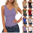 thumbnail image 1 of Women’s Ribbed Tank Top Sleeveless V Neck Fitted Basic Top Soft Stretch Casual Slim Fit Solid Color Summer Layering Shirt for Daily Wear Gym Workout, 1 of 6