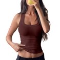 thumbnail image 1 of Women's Ribbed Tank Tops Knit Scoop Neck Sleeveless Fitted Casual Tops Summer Slim Basic Tee Shirts, L, 1 of 5