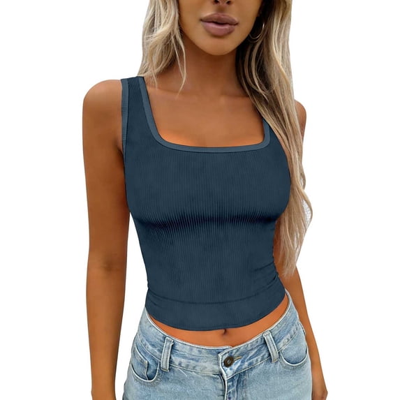 Women's Ribbed Tank Tops,Running Tank Tops For Women Cotton Ribbed Fitted Tank Top Scoop Neck Tank Top Sleeveless Tank Tops For Women Women Ribbed Racerback Top Workout Tank Tops