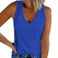 thumbnail image 1 of Women's Ribbed Tank Tops Sleeveless V Neck Slim Fit Casual T Shirt Solid Color Basic Tees Blue,S, 1 of 6