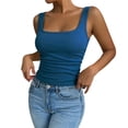thumbnail image 1 of Women's Ribbed Tank Tops Square Neck Tank Tops Sleep Tanks for Women Thick Strap Tank Tops Womens Tank Top Undershirt Ribbed Sleeveless Fitted Thin Cami Sport Tank Tops for Women Blue S, 1 of 9