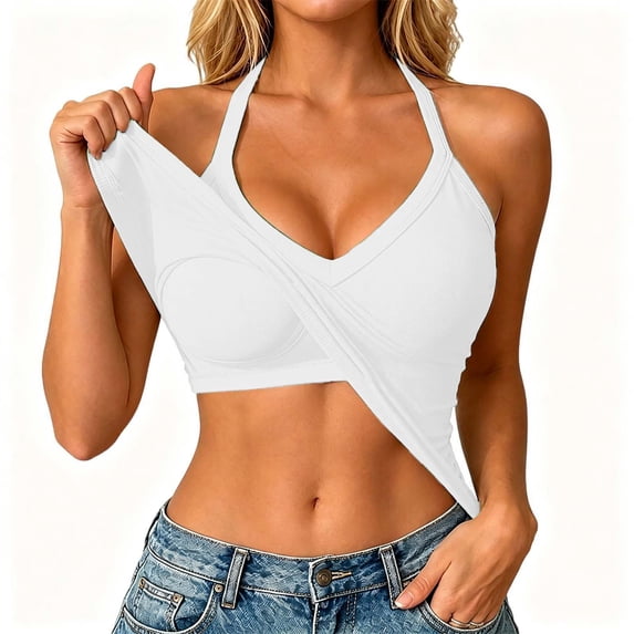 Women’s Ribbed Tank Tops with Built in Bras Sleeveless V Neck Spaghetti Strap Racerback Fitted Tee Summer Work Out Tank Tops for Women