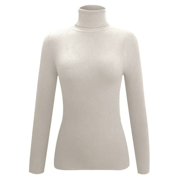 Women's Ribbed Thermal Turtleneck Tops Long Sleeve Stretch Shirts Knitted Fitted Lightweight Base Layer Sweaters