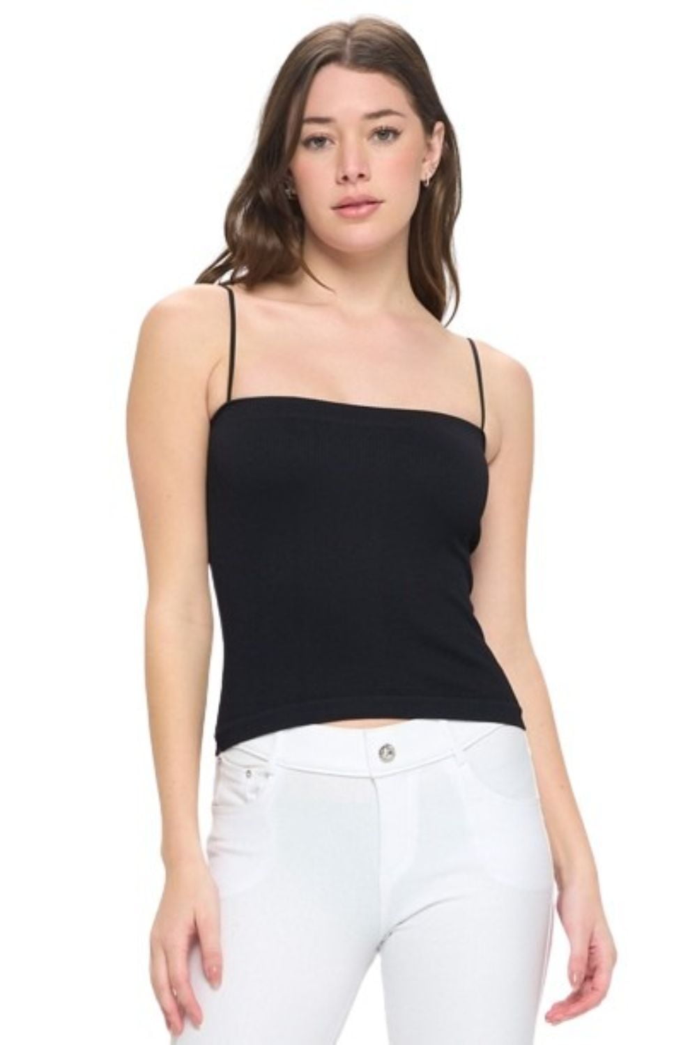 Women’s Ribbed Thin Strapped SeaL/XLess Tank Top, Black, S/M - Walmart.com