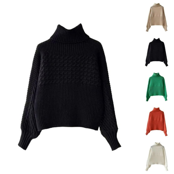 Women's Ribbed Turtleneck Knit Sweater High Neck Long Sleeve Thermal Pullover Soft Warm Casual Top for Fall Winter Fashion