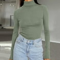 thumbnail image 1 of Women's Ribbed Turtleneck Sweater Slim Fit Long Sleeve, Fall Fashion Basic Casual Pullover Top Light Green M, 1 of 7