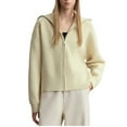 thumbnail image 1 of Women's Ribbed Turtleneck Zip Cardigan Stand Collar Knit Jacket Y2K Inspired Retro Fall Winter Statement Layering Piece, 1 of 8