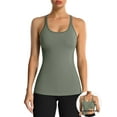 thumbnail image 1 of ANFERRY Women's Ribbed Workout Tank Tops with Built in Bra Racerback Athletic Top, 1 of 9
