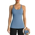 thumbnail image 1 of ANFERRY Women's Ribbed Workout Tank Tops with Built in Bra Racerback Athletic Top, 1 of 10