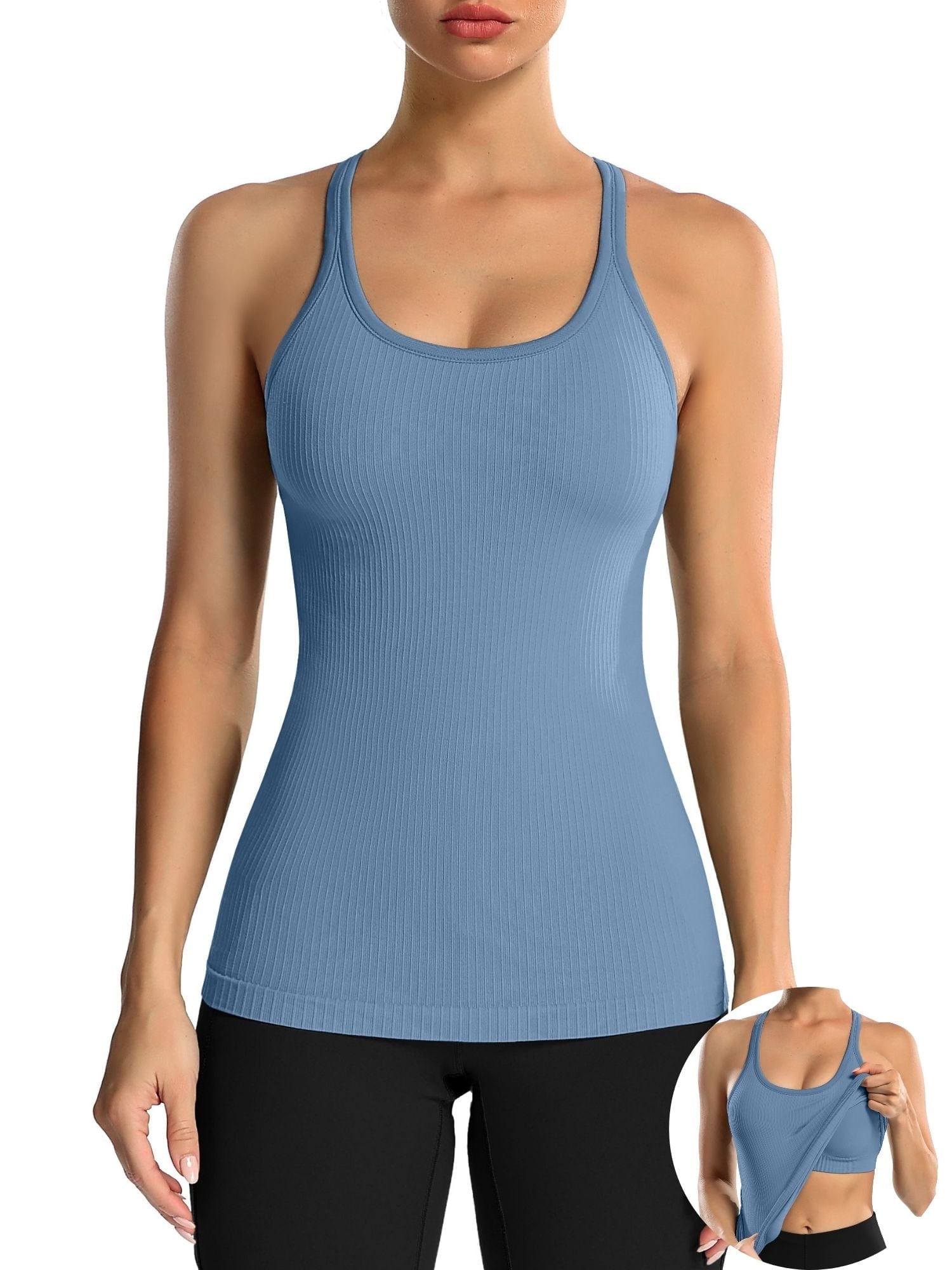 Active Tank Danskin Shelf Bra Tank Danskin Now Cotton Stretch Red