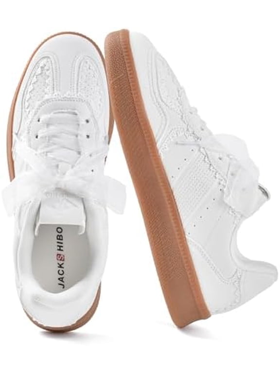 Women's Ribbon Lace-Up Fashion Sneakers Arch Support Walking Shoes