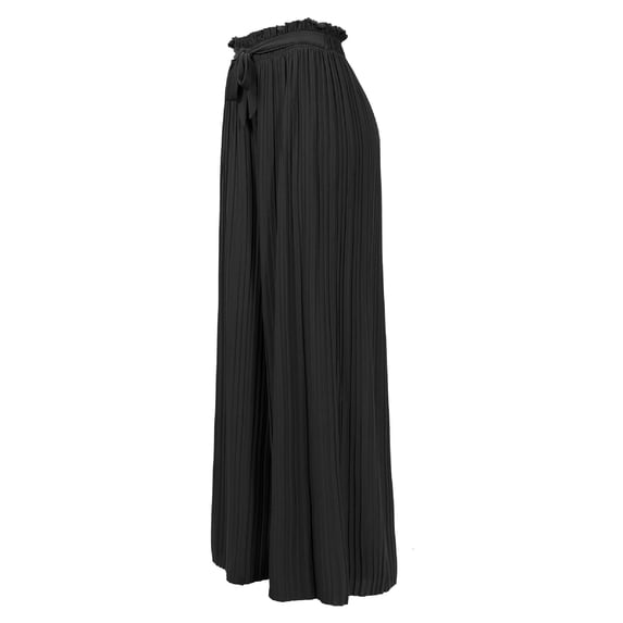 Women's Ribbon Tie Chiffon Loose Pleated Wide Leg Palazzo Pants