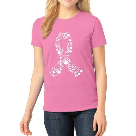 Women's Ribbon Word Art T-Shirt – Azalea Small