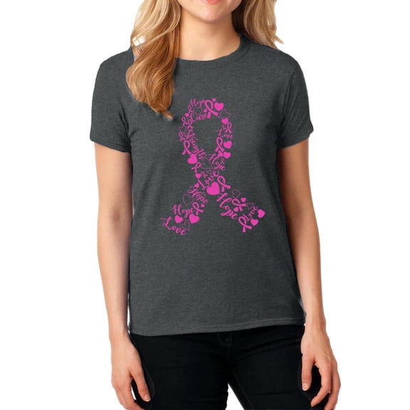 Women's Ribbon Word Art T-Shirt – Dark Heather Large