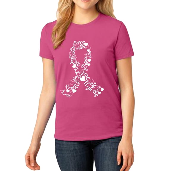 Women's Ribbon Word Art T-Shirt – Heliconia XL