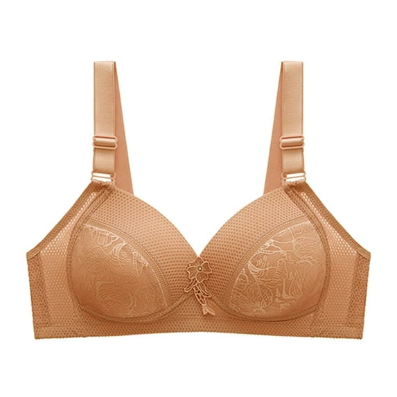 Women's Ribless Jacquard Comfort Bra - Large Strap, Four Design, Nylon/Spandex, 36-46 Sizes, Casual/Daily Use