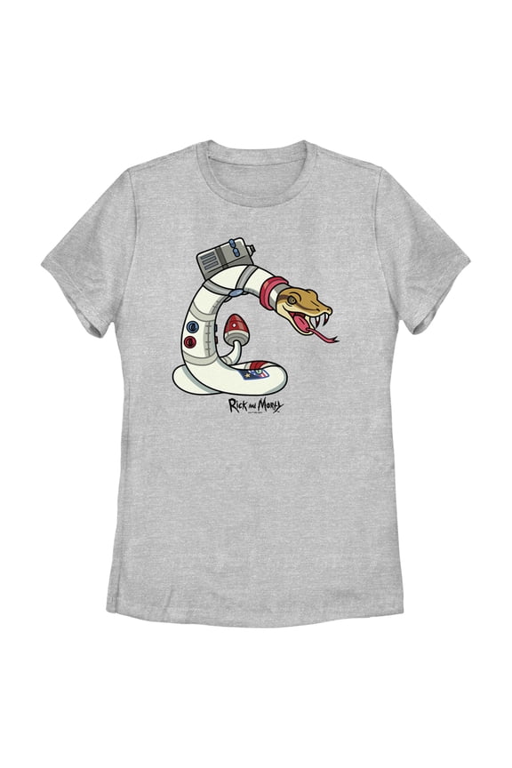 Women's Rick And Morty Beware Of The Space Snake  Graphic Tee Athletic Heather 2X Large