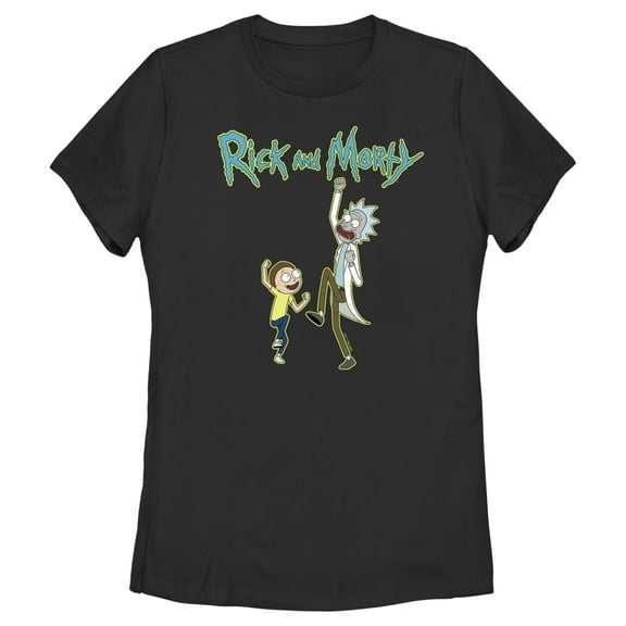Women's Rick And Morty Fist Pump Graphic Tee Black 2X Large